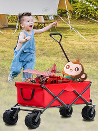 Utility Park Garden Cart Tool Customized Color Folding Camping Trolley Outdoor Picnic Beach Wagon Red Oxford Fabric Metal