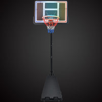 Portable Basketball Hoop Basketball System 8 10Ft Height Adjustable For Youth Adults Led Basketball Hoop Lights, Colorful Lights, Waterproof,Super Bright To Play At Night Outdoors,Good Gift For Kids Black Metal