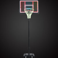Portable Basketball Hoop Basketball System 4.76 10Ft Height Adjustable For Youth Adults Led Ights, Colorful Lights, Waterproof Super Bright To Play At Night Outdoors,Good Gift For Kid Black Metal