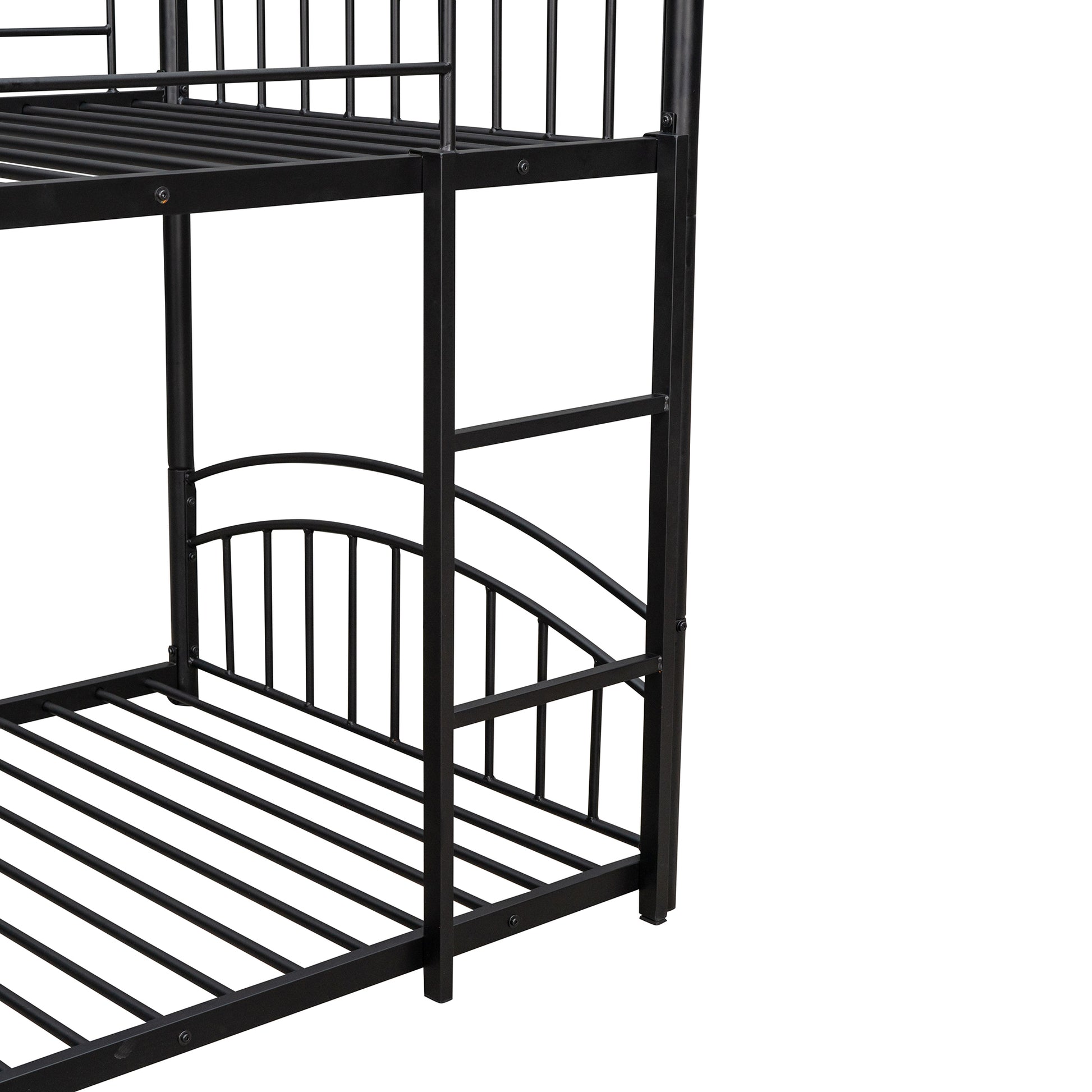 Twin Over Twin Metal Bunk Bed With Slide,Kids House Bed Black Black Metal