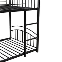 Twin Over Twin Metal Bunk Bed With Slide,Kids House Bed Black Black Metal