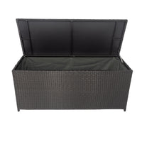 Outdoor Storage Box, 113 Gallon Wicker Patio Deck Boxes With Lid, Outdoor Cushion Storage Container Bin Chest For Kids Toys, Pillows, Towel Black No Sectional Black Rust Resistant Frame Water Resistant Cushion Garden & Outdoor American Traditional