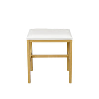 White Modern Simple Vanity With Stool, Solid Metal Frame Construction, 9 Led Lights Illuminate Makeup Mirror, Adjustable Brightness White Particle Board Mdf