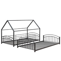 Twin Over Twin Metal Bunk Bed With Slide,Kids House Bed Black Black Metal