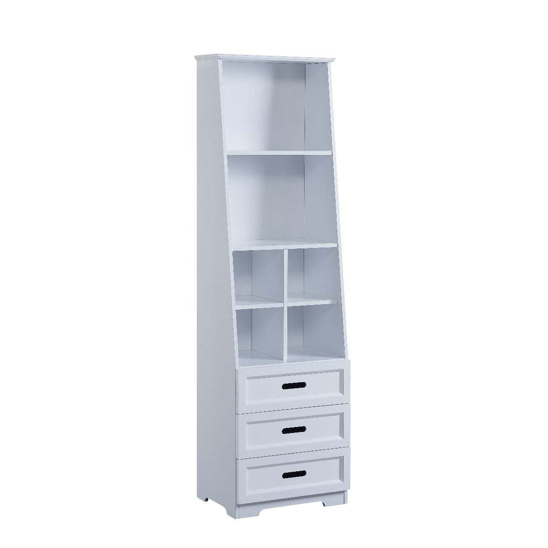 White Bookcase Book Shelf Storage Unit With Book Display Organizer Drawers Classic White Color White Mdf