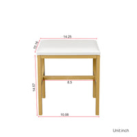 White Modern Simple Vanity With Stool, Solid Metal Frame Construction, 9 Led Lights Illuminate Makeup Mirror, Adjustable Brightness White Particle Board Mdf