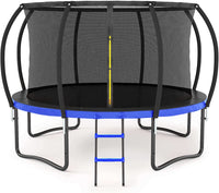 14Ft Outdoor Big Trampoline With Inner Safety Enclosure Net, Ladder, Pvc Spring Cover Padding, For Kids, Black&Blue Color Black Blue Metal