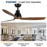 52 Inch Indoor Black Ceiling Fan With Led Light Black Brown American Traditional,Farmhouse,Rustic Steel Steel