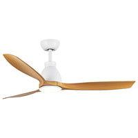 Yuhao 52 Inch Indoor Ceiling Fan With Intergrated Led Matte White With Antique Brown Wood Grain Blade White Walnut Abs