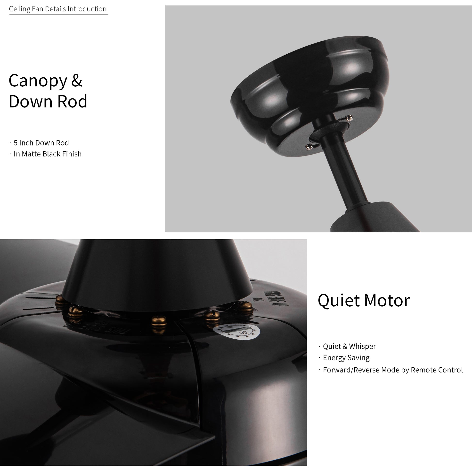 Matte Black Ceiling Fan With Integrated Led Light Black Abs