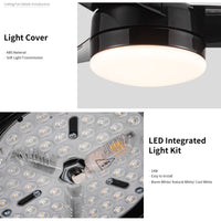 Matte Black Ceiling Fan With Integrated Led Light Black Abs