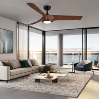 56 In.Intergrated Led Ceiling Fan With Brown Wood Grain Abs Blade Brown Abs