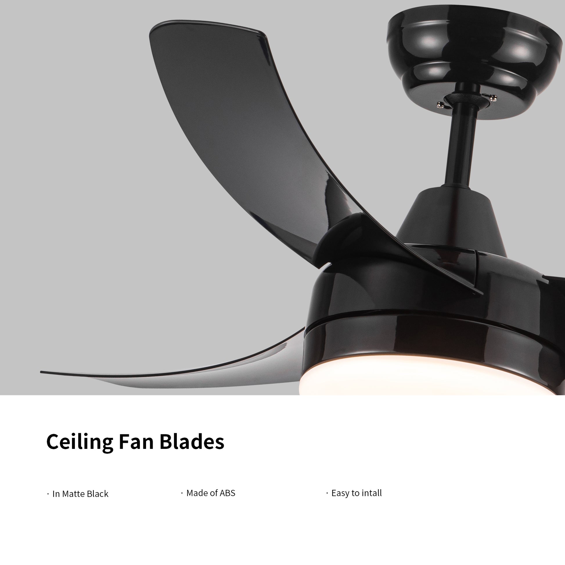 Matte Black Ceiling Fan With Integrated Led Light Black Abs