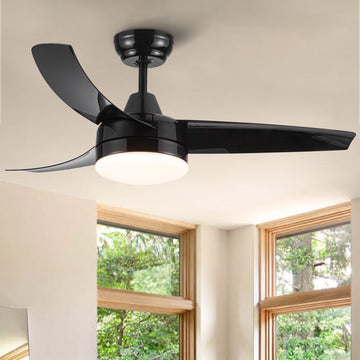 Matte Black Ceiling Fan With Integrated Led Light Black Abs