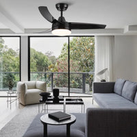 Matte Black Ceiling Fan With Integrated Led Light Black Abs