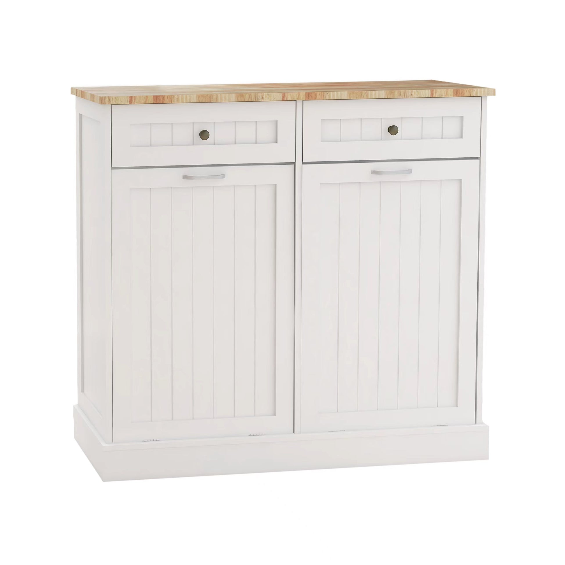 Two Drawers And Two Compartment Tilt Out Trash Cabinet Kitchen Trash Cabinet White White Mdf