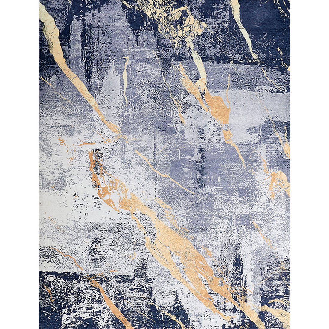 Zara Collection Abstract Design Blue Gray Yellow Machine Washable Super Soft Area Rug Multicolor Polyester