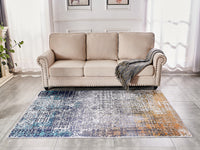 Zara Collection Abstract Design Turquoise Gray Rust Machine Washable Super Soft Area Rug Multicolor Polyester