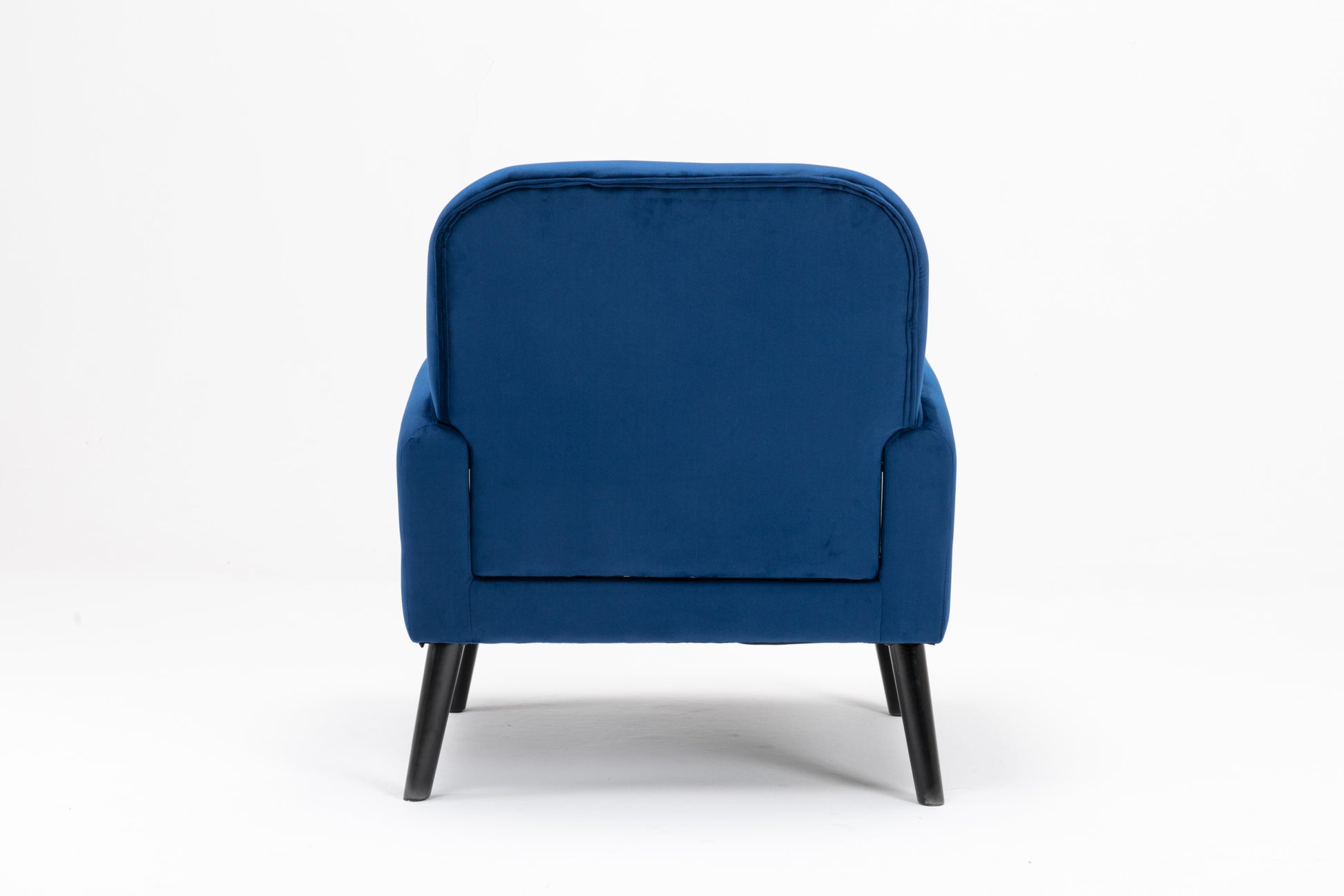 Accent Chair, Kd Solid Wood Legs With Black Painting. Fabric Cover The Seat. With A Cushion. Navy Foam Solid Wood