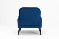 Accent Chair, Kd Solid Wood Legs With Black Painting. Fabric Cover The Seat. With A Cushion. Navy Foam Solid Wood