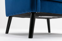 Accent Chair, Kd Solid Wood Legs With Black Painting. Fabric Cover The Seat. With A Cushion. Navy Foam Solid Wood