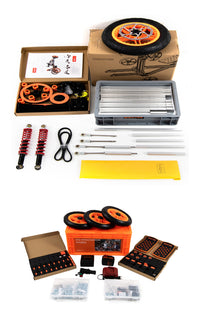 Modular Design High Strength Material Electric Innovation Kart, More Than 20 Kinds Of Assembly Methods, Suitable For Outdoor Sports, Parent Child Interaction,Promotion Plus A S Kit Orange Abs Steel Q235