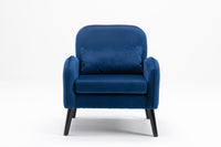 Accent Chair, Kd Solid Wood Legs With Black Painting. Fabric Cover The Seat. With A Cushion. Navy Foam Solid Wood