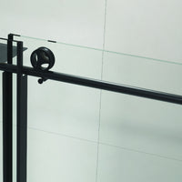 60 In. W X 76 In. Hsliding Frameless Shower Door In Matte Black With Clear Glass Matt Black Glass