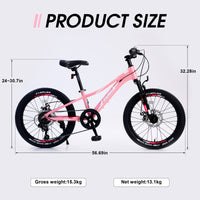 Mountain Bike For Girls And Boys Mountain 20 Inch Shimano 7 Speed Bike Pink Aluminium