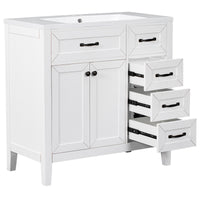 36" Bathroom Vanity With Sink Combo, White Bathroom Cabinet With Drawers, Solid Frame And Mdf Board White Solid Wood Mdf