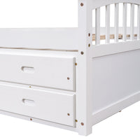 Twin Size Platform Storage Bed Solid Wood Bed With 6 Drawers,White Twin White Solid Wood