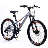 Mountain Bike For Girls And Boys Mountain 24 Inch Shimano 7 Speed Bike Grey Aluminium