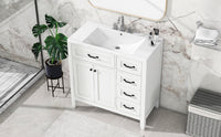 36" Bathroom Vanity With Sink Combo, White Bathroom Cabinet With Drawers, Solid Frame And Mdf Board White Solid Wood Mdf