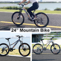 Mountain Bike For Girls And Boys Mountain 24 Inch Shimano 7 Speed Bike Cycling Blue Garden & Outdoor Aluminium Alloy