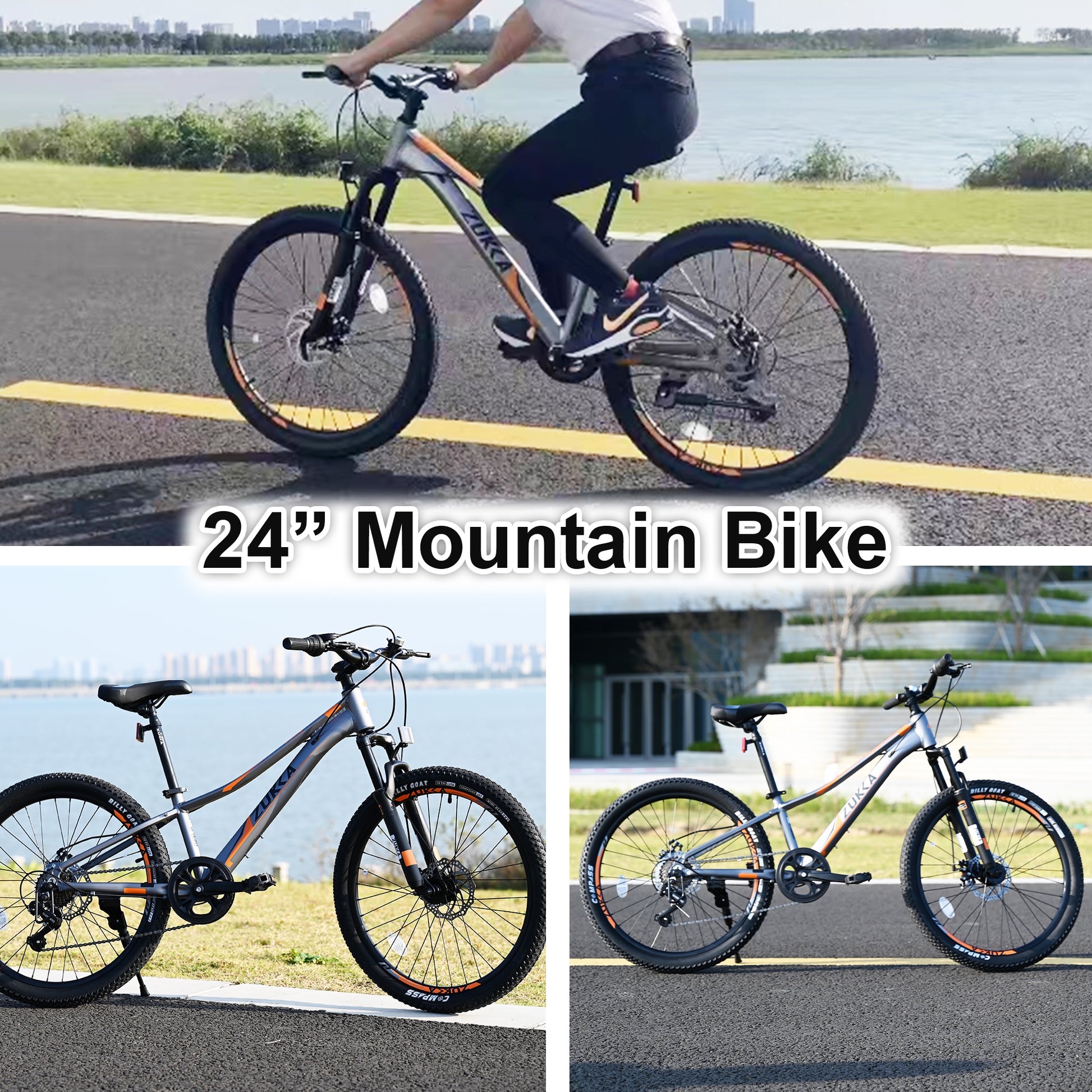 Mountain Bike For Girls And Boys Mountain 24 Inch Shimano 7 Speed Bike Grey Aluminium