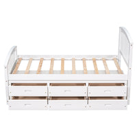 Twin Size Platform Storage Bed Solid Wood Bed With 6 Drawers,White Twin White Solid Wood