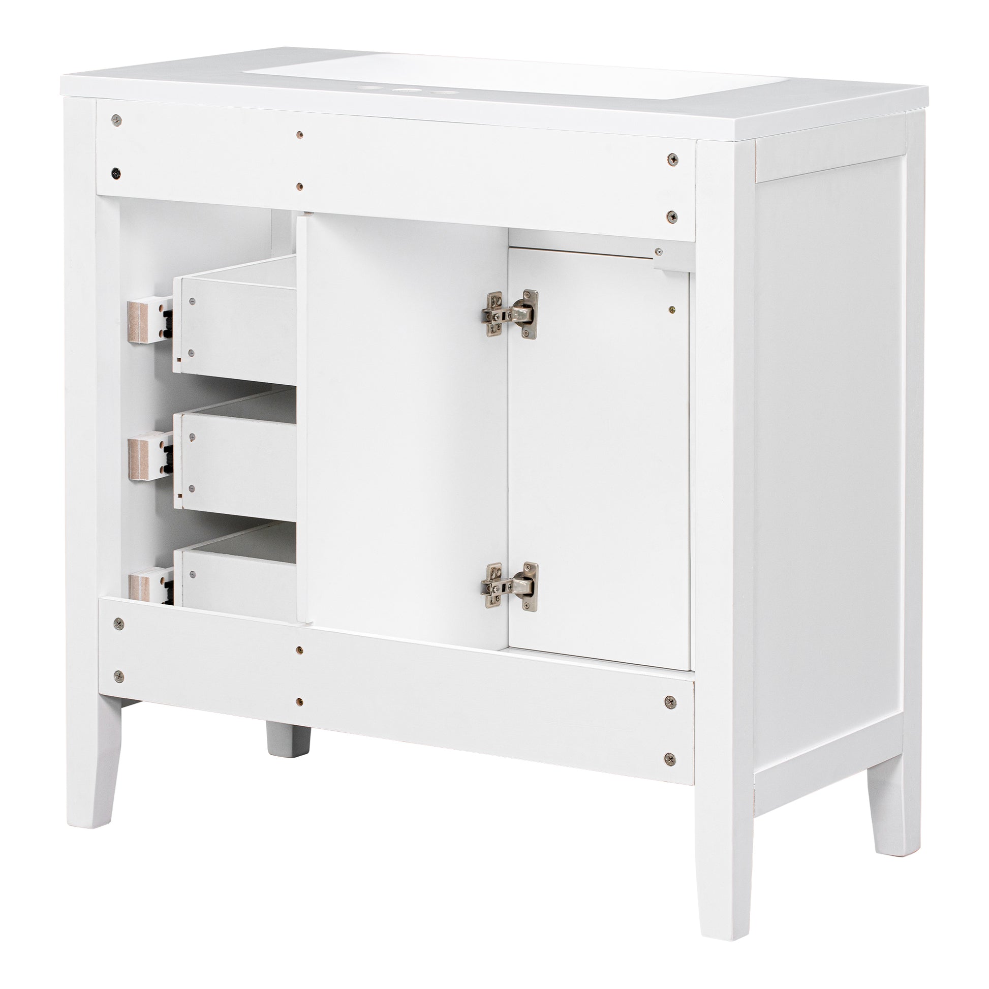 36" Bathroom Vanity With Sink Combo, White Bathroom Cabinet With Drawers, Solid Frame And Mdf Board White Solid Wood Mdf