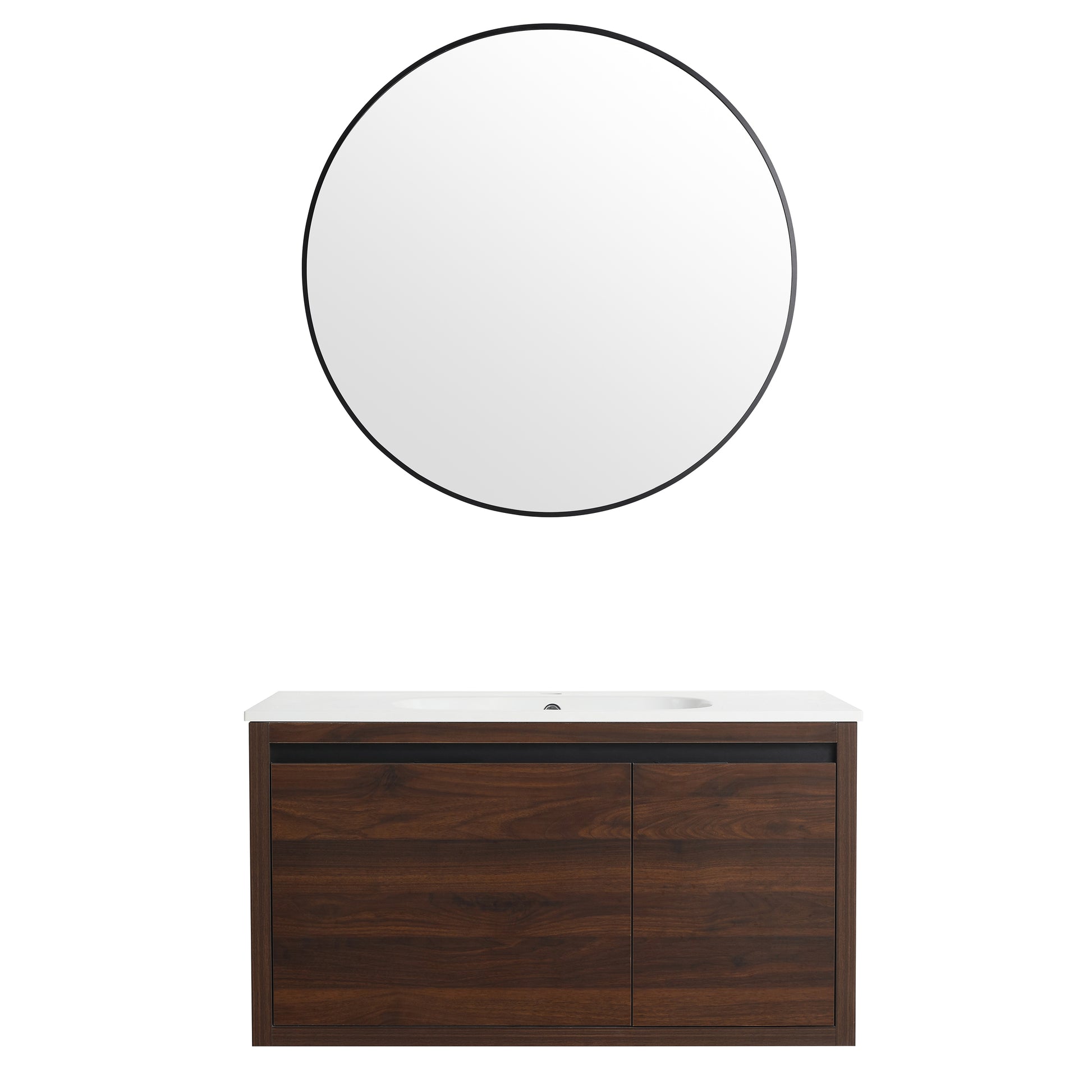 36 Inch Bathroom Vanity With Gel Sink California Walnut Plywood