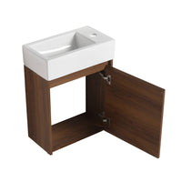 18 Inch Floating Small Bathroom Vanity With Single Sink, Suitable For Small Bathroom Bvb03018Bre Brown Ebony Plywood