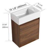 18 Inch Floating Small Bathroom Vanity With Single Sink, Suitable For Small Bathroom Bvb03018Bre Brown Ebony Plywood