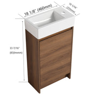 18 Inch Freestanding Bathroom Vanity With Single Sink, Soft Closing Doors, Suitable For Small Bathrooms Bvb03118Bre Brown Ebony 1 Bathroom Freestanding Plywood