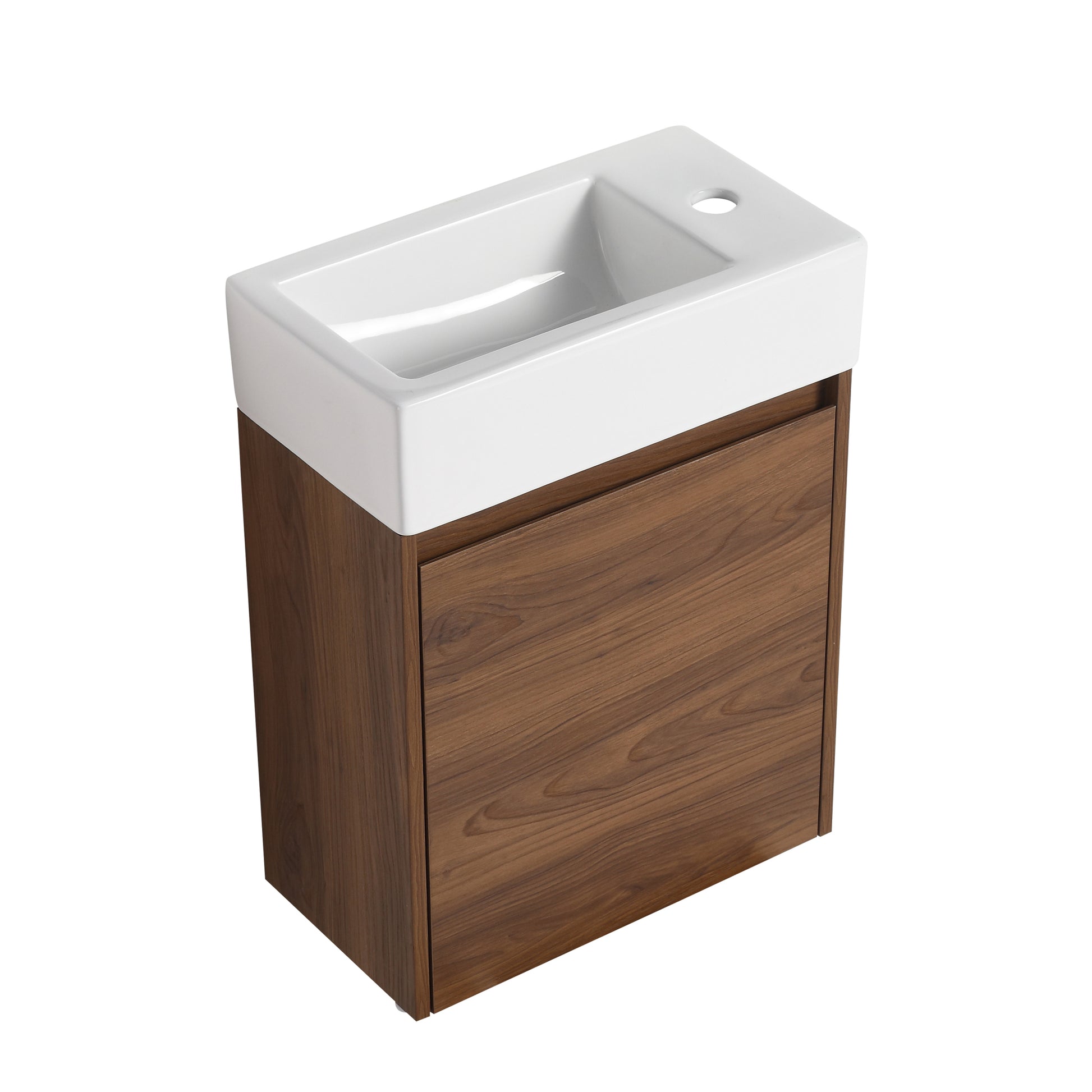 18 Inch Floating Small Bathroom Vanity With Single Sink, Suitable For Small Bathroom Bvb03018Bre Brown Ebony Plywood