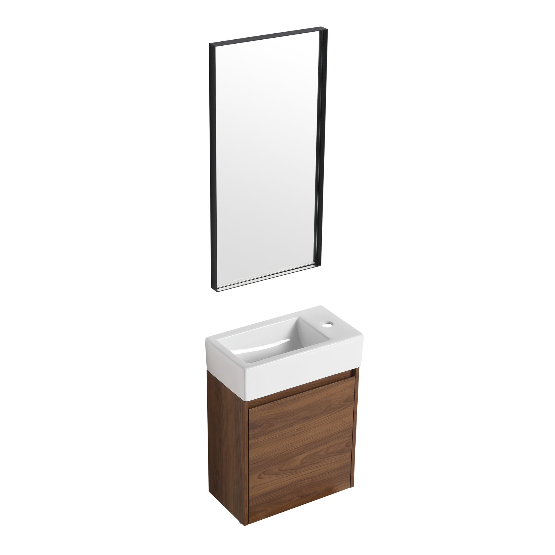 18 Inch Floating Small Bathroom Vanity With Single Sink, Suitable For Small Bathroom Bvb03018Bre Brown Ebony Plywood