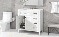 36" Bathroom Vanity With Sink Combo, White Bathroom Cabinet With Drawers, Solid Frame And Mdf Board White Solid Wood Mdf