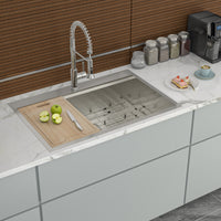 33 Inch Drop Kitchen Sink 33 "x 22" Kitchen Sink brushed nickel-stainless steel