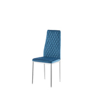 Light Blue Modern Simple Style Dining Chair Leather Chrome Metal Pipe Diamond Grid Pattern Restaurant Home Conference Chair Set Of 4 Light Blue Fabric