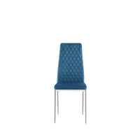 Light Blue Modern Simple Style Dining Chair Leather Chrome Metal Pipe Diamond Grid Pattern Restaurant Home Conference Chair Set Of 4 Light Blue Fabric