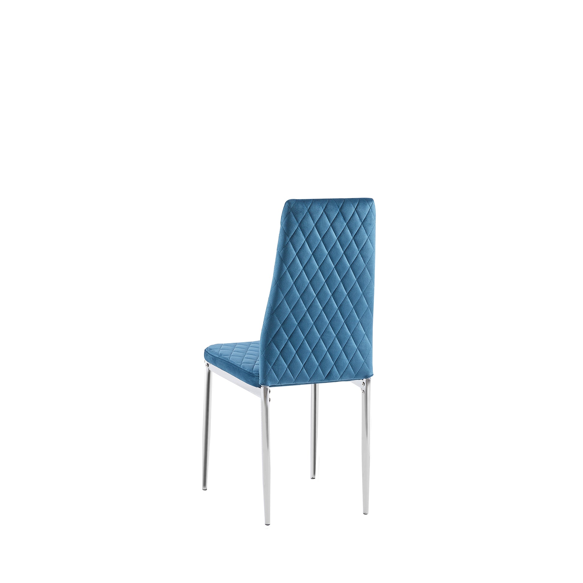 Light Blue Modern Simple Style Dining Chair Leather Chrome Metal Pipe Diamond Grid Pattern Restaurant Home Conference Chair Set Of 4 Light Blue Fabric