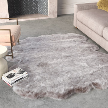 Brown Faux Fur Area Rug 2X3 Brown Acrylic