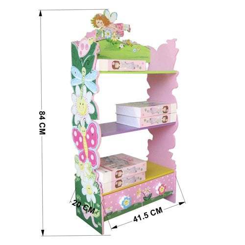 Olivia The Fairy Girls Hand Painted 3 Tier Flower Bookcase With Drawers Pink Mdf